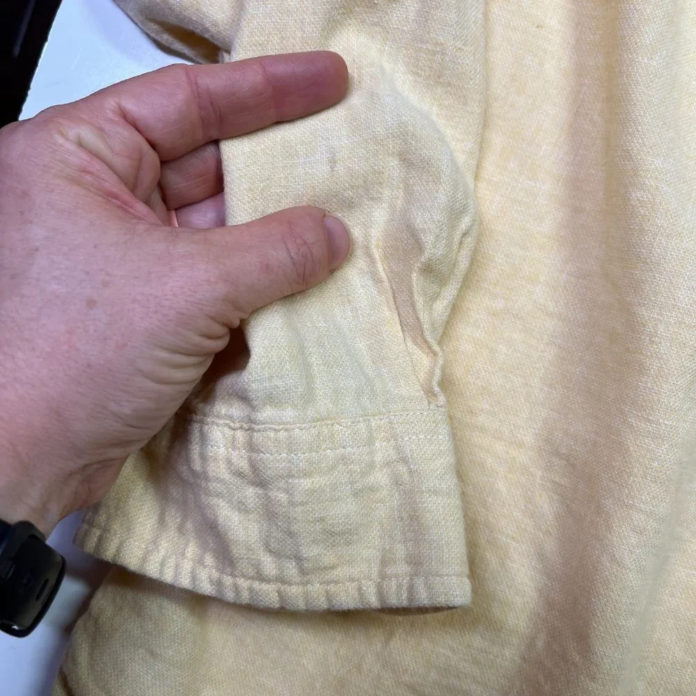 Territory Ahead Men's XXL Pale Yellow Long Sleeve Button-Up Shirt Linen Cotton - Picture 7 of 9